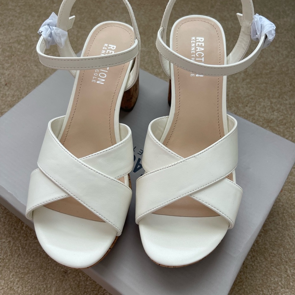 White platform heels